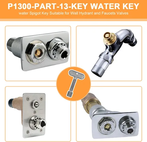 Vista 12 de P1300-PART-13-KEY Llave de boca de actualización para llave de grifo de agua ZURN para válvulas de hidrante y grifos de pared (plata)