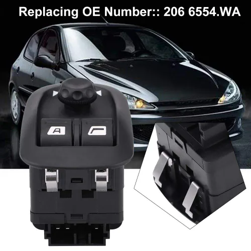 Vista 3 de Interruptor de elevalunas eléctrico, Interruptor de ventana de energía eléctrica Control de botón de espejo para Peugeot 206 6554.WA