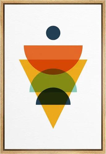 Vista 55 de bestdeal depot Lienzo enmarcado para pared, arte geométrico de sol y montaña, reflejo del mar, naturaleza, ilustraciones de área silvestre, arte