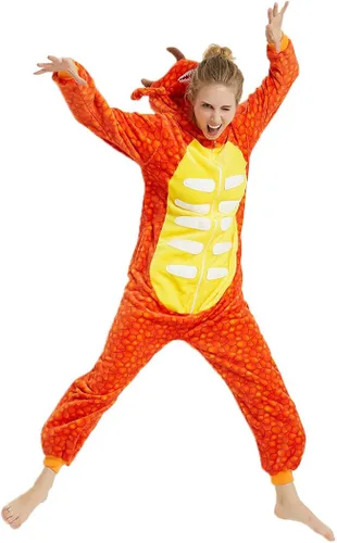 Vista 3 de Funnyparty Triceratops - Pijama de Halloween con diseño de animal disfraz de animal para adultos de una pieza unisex