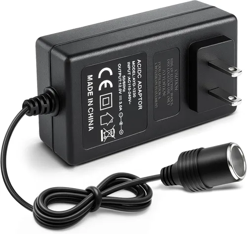 Vista 10 de Convertidor de 110V CA a CC 12V 2A 24W, adaptador de encendedor de cigarrillos a enchufe de pared 110-240V, adaptador de fuente de alimentación