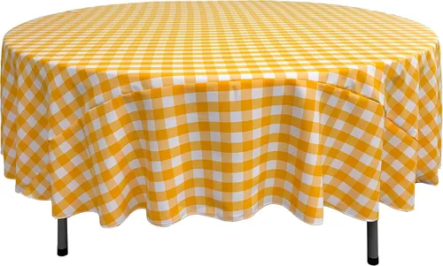 Vista 34 de Mantel LA Linen, redondo, a cuadros, polivinílico, 51 pulgadas.