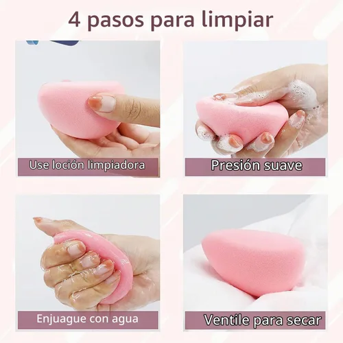Vista 7 de BEAKEY - Juego de 2 esponjas de maquillaje, esponja de maquillaje para difuminar la base, acabado impecable al usarla con productos líquidos