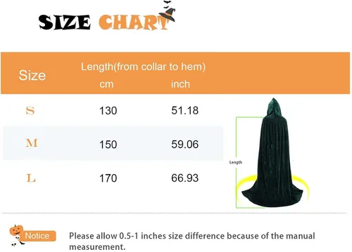 Vista 3 de TULIPTREND Capa de terciopelo con capucha de longitud completa para Halloween disfraz de Navidad