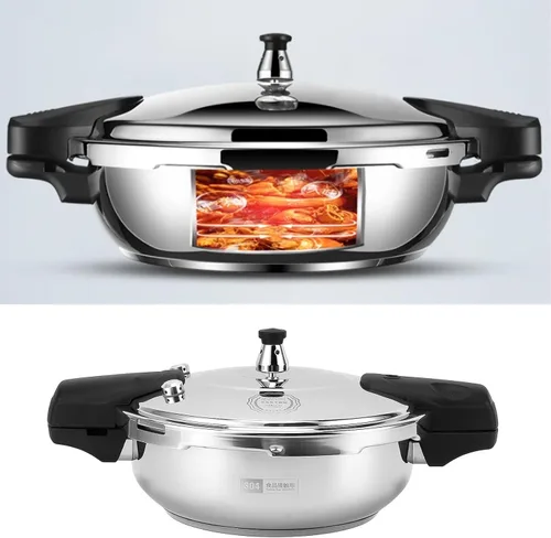 Vista 4 de Fdit Olla a presión de acero inoxidable Cocina eficiente Diseño multifuncional Conducción rápida de calor Estufas de gas eléctricas de doble