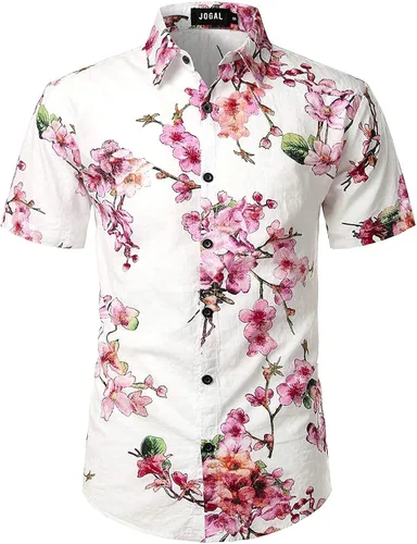 Vista 3 de Jogal - Camisa hawaiana de manga corta con botones para hombre