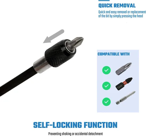 Vista 4 de 6PCS Juego de Adaptador de Extensión de Broca de Liberación Rápida para Destornillador, Soporte de Punta de Destornillador de 2.36" 4" 6" 1/4