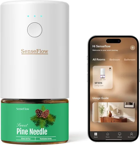 Vista 13 de Difusor de aceite esencial para el hogar, difusor inteligente de aromaterapia sin agua SF101S Pro, aroma de habitación con temporizador y aroma
