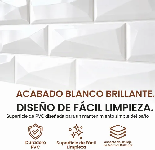 Vista 3 de From Plain To Beautiful In Hours Vista - Paneles de pared para bañera y ducha Surround - Blanco brillante Blanco satinado