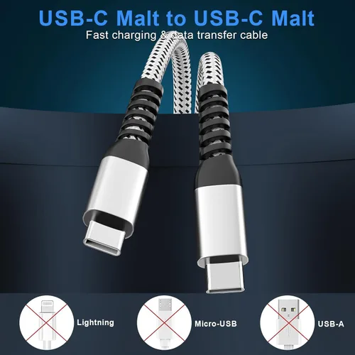 Vista 3 de Cable USB C a USB C (paquete de 3 cables de 1 pie) para iPhone 15, cable de carga rápida tipo C de 60 W para Apple iPhone 15 Pro Max Plus/MacBook