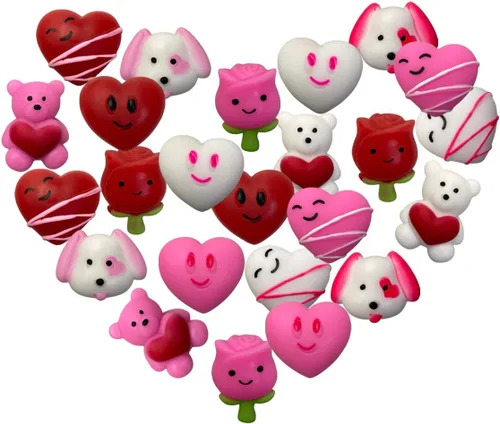 Vista 3 de 24 juguetes esponjosos Mochi para el día de San Valentín, para niños, escuela, clase, aula, tarjetas de San Valentín, regalos, premios, recuerdos
