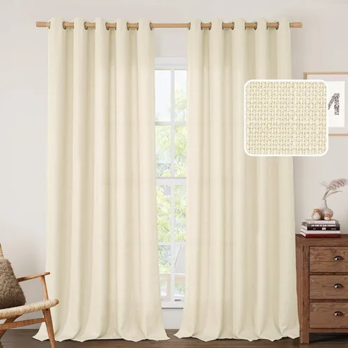Vista 52 de LAMIT Cortinas de Lino Blancas Semitransparentes para Dormitorio, Paneles Filtrantes de Luz, Cortinas de Lino con Ojales de Protección de Privacidad