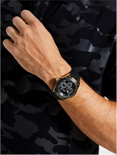 Vista 4 de Guess Reloj de cuarzo para hombre, acero inoxidable Negro/Tono Dorado/Negro