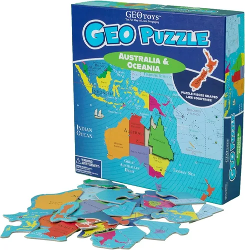 Vista 13 de GeoToys GeoPuzzle, juego de 6 rompecabezas de campo, juego de geografía y mapas, juegos educativos y actividades de aprendizaje para niños, regalos
