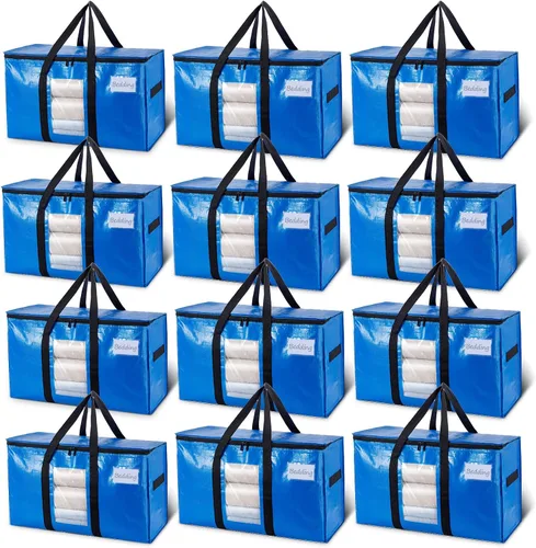 Vista 16 de TAILI - Bolsas de mudanza extra grandes, paquete de 10 bolsas negras resistentes para almacenamiento con ventana visible, asas envolventes