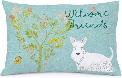 Vista 106 de Caroline's Treasures BB7625PILLOWCASE - Funda de almohada decorativa de tela con texto en inglés "Welcome Friends" Airedale Terrier estándar