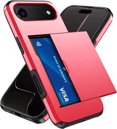 Vista 79 de Qinmay Funda compatible con iPhone 7 Plus/8 Plus con tarjetero, doble capa a prueba de golpes, funda protectora resistente con ranura oculta Negro