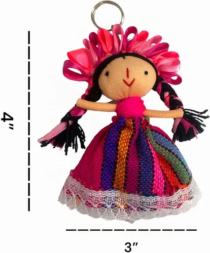 Vista 3 de MUNECA LELE - Juego de llaveros de muñeca mexicana hecha a mano, 10 piezas