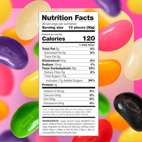 Vista 2 de Jelly Beans, caramelos masticables, sabores surtidos de frutas y regaliz