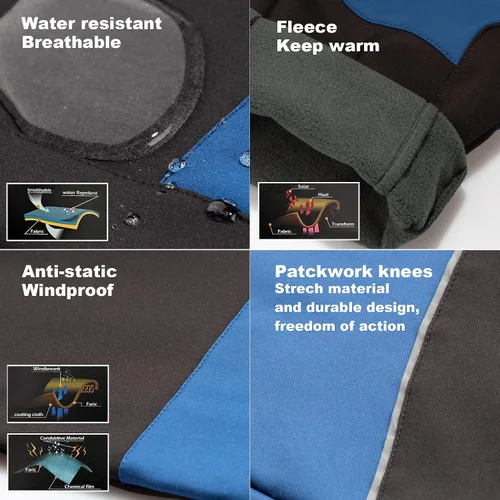 Vista 3 de Yinson Pantalones de nieve para niños, pantalones de esquí y senderismo para niños y niñas, impermeables, resistentes al viento