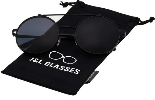 Vista 5 de J&L Glasses Gafas de sol redondas retro abatibles Seampunk