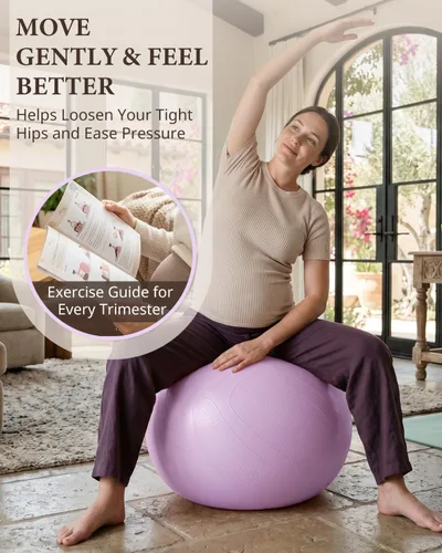 Vista 2 de Trideer - Pelota de embarazo y parto de 1.7 mm extragruesa para yoga, maternidad, parto, ejercicio, fisioterapia, recuperación - Incluye guía
