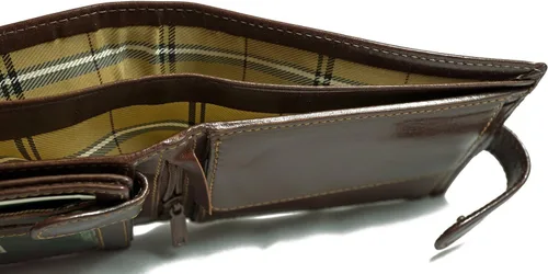 Vista 6 de Visconti Monza - Cartera italiana esmaltada de piel suave con 5 pliegues cuádruples, Marrón