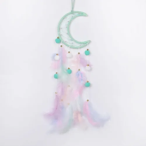 Vista 16 de Pretty Jolly - Atrapasueños azul de gato para niños, decoración de pared con pompones y plumas, atrapasueños hecho a mano para niños, decoración