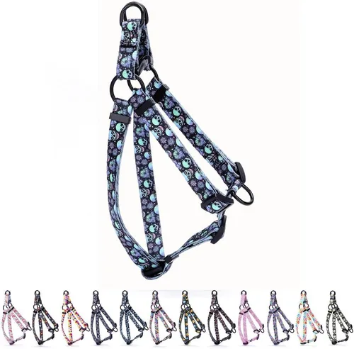 Vista 6 de Arnés para perro hembra, bonito patrón geométrico de triángulos geométricos, hebilla de liberación rápida, cuello halter ajustable para perros