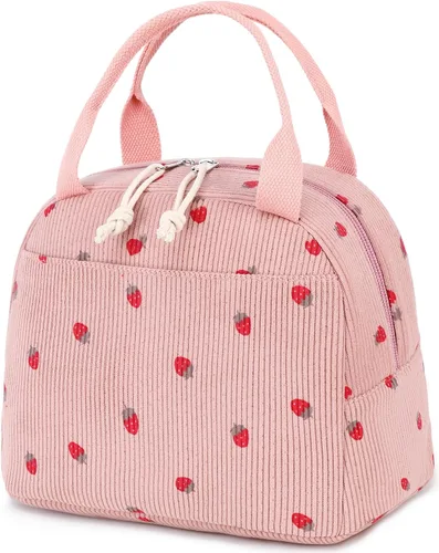 Vista 40 de Bluboon Bolsa de almuerzo para mujer, bonita bolsa de almuerzo de pana con correa para el hombro, reutilizable, aislada, gran capacidad