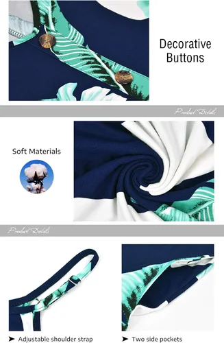Vista 4 de MISFAY Vestido de verano para mujer, con tirantes delgados, botones, cuello en V, sin mangas, informal, salida de baño para playa, con bolsillos