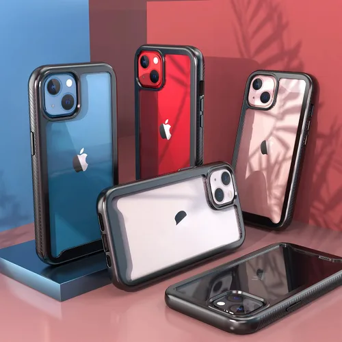 Vista 6 de Funda transparente para iPhone 13/14 para hombres y niños, híbrida 2 en 1, a prueba de golpes, protección resistente, resistente, delgada, funda