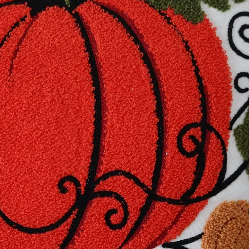 Vista 6 de Pack of 2 Embroidered Decorative Throw Pillow Cover 18x18 Inch Farmhouse Floral Pillowcase for Living Room Sofa Bed (Big Pumpkin)