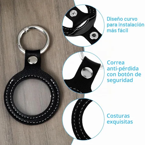 Vista 3 de Gjinxi Llavero de cuero para monedas AA, cuarto y almacenamiento de monedas de la suerte Negro
