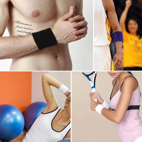 Vista 3 de 12 pares de pulseras deportivas absorbentes de algodón suave
