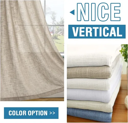 Vista 6 de H.VERSAILTEX Cortinas de mezcla de lino, 63 pulgadas de largo, natural, texturizado, filtro de luz, bolsillo para barra, juegos de 2 paneles