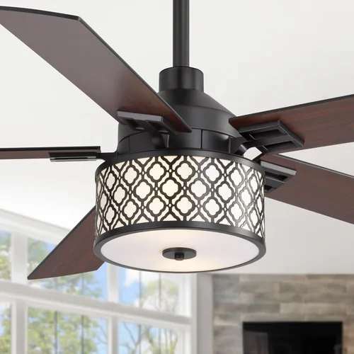 Vista 8 de 52" Farmhouse Ceiling Fans with Lights and Remote, 6-Speed Reversible DC Motor, Double-Sided 5 Blades, Timer, Indoor Ceiling Fan with Caged