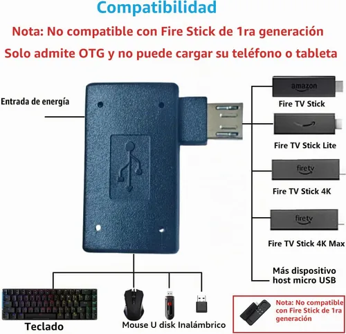 Vista 5 de Oassuose Paquete de 3 adaptadores de cable OTG para Fire TV Stick 4K Max/Cube/Lite, adaptador micro USB a USB OTG compatible con teléfonos