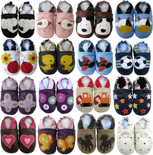 Vista 2 de Carozoo 18 diseños de zapatos de bebé de piel suave suela precaminante cuna zapatillas niños pequeños zapatos (0-6 meses a 7-8 años)