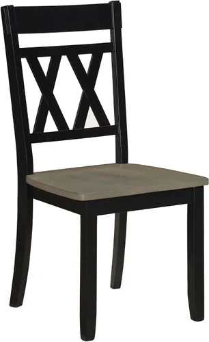 Vista 10 de Lexicon Silla de comedor de madera estilo granja, juego de 2, respaldo cruzado doble, sillas rústicas sin brazos, muebles de cocina y comedor, Negro