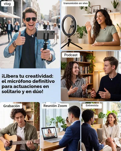 Vista 9 de ZealSound Mini micrófono inalámbrico Lavalier para iPhone, iPad, tabletas Android, PC (USB-C/Lightning), reducción de ruido/duración de la batería
