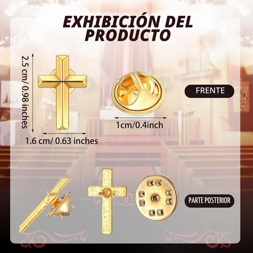 Vista 2 de Jexine 50 piezas de pines de solapa pequeños con cruz, broches de esmalte cristianos religiosos para capellán, pines de corbata a granel, regalo