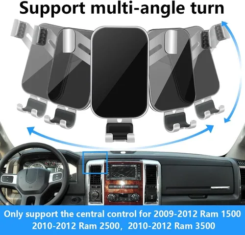 Vista 5 de Soporte para teléfono de coche para Dodge RAM 1500 2500 3500 2009 2010 2011 2012 Camión Pickup Auto Interior Accesorios Mejor Teléfonos Celulares