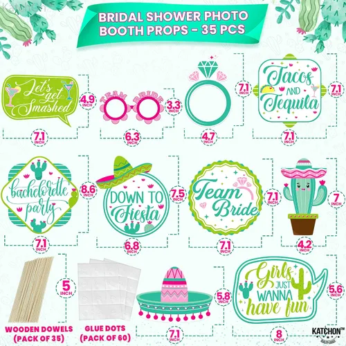 Vista 5 de KatchOn, Kit de accesorios para fotos de despedida de soltera, paquete de 35 Accesorios de cabina de fotos de fiesta mexicana para decoraciones
