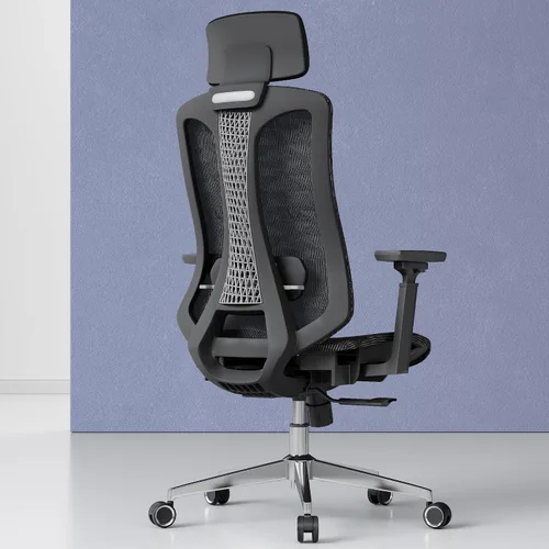 Vista 9 de Logicfox Silla de oficina ergonómica, silla de escritorio de malla con Negro - Asiento de malla