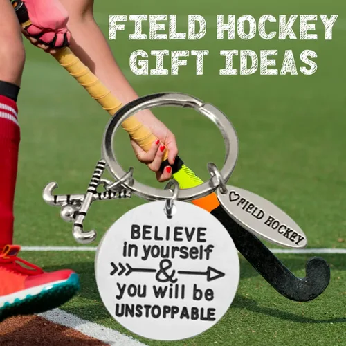 Vista 4 de Sportybella - Llavero de hockey sobre hierba, joyería de hockey sobre hierba, llavero con dije de hockey sobre hierba - para jugadores y equipos