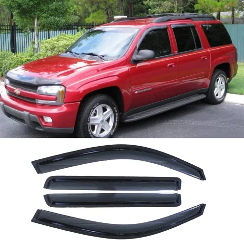 Vista 15 de Viseras laterales cromadas para ventana, deflector de ventilación de viento para Chevry Colorado/GMC Canyon Crew Cab 2004-2012, 4 piezas de montaje