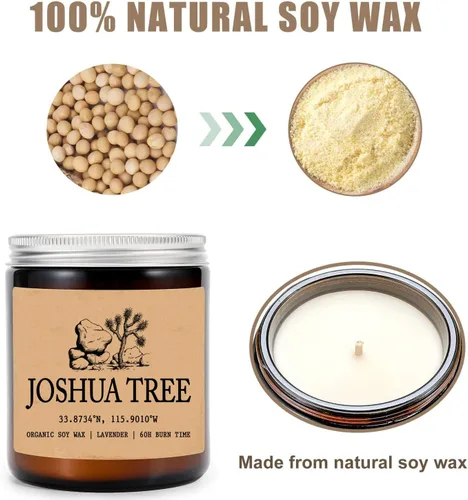 Vista 3 de HTDesigns Joshua Tree - Vela perfumada de cera de soja de California, 8 onzas, regalo para ella/él, decoración del hogar