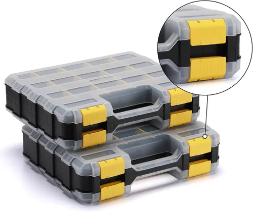 Vista 5 de Organizador de herramientas de doble cara con polímero resistente a los impactos, almacenamiento de caja de hardware, excelente para tornillos