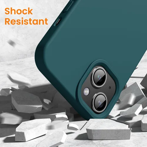 Vista 6 de Funda para iPhone 14, Funda para iPhone 13 a prueba de golpes de silicona líquida protectora para teléfono con forro de microfibra suave